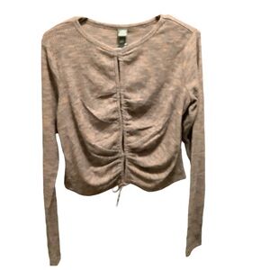 Wild Fable Chic Ruched Long Sleeve Top in Brown/Beige. Super soft! NEW!!